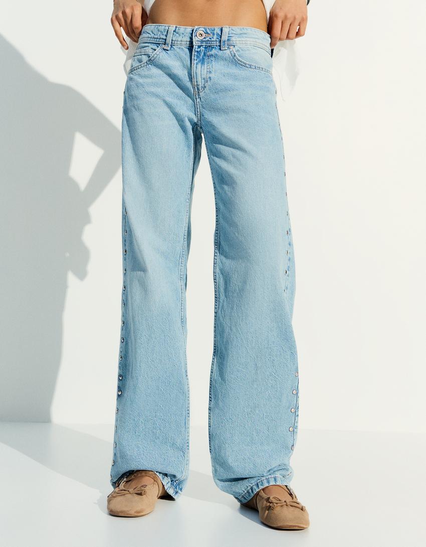 Jeans baggy tachas estrellas-Azul lavado
