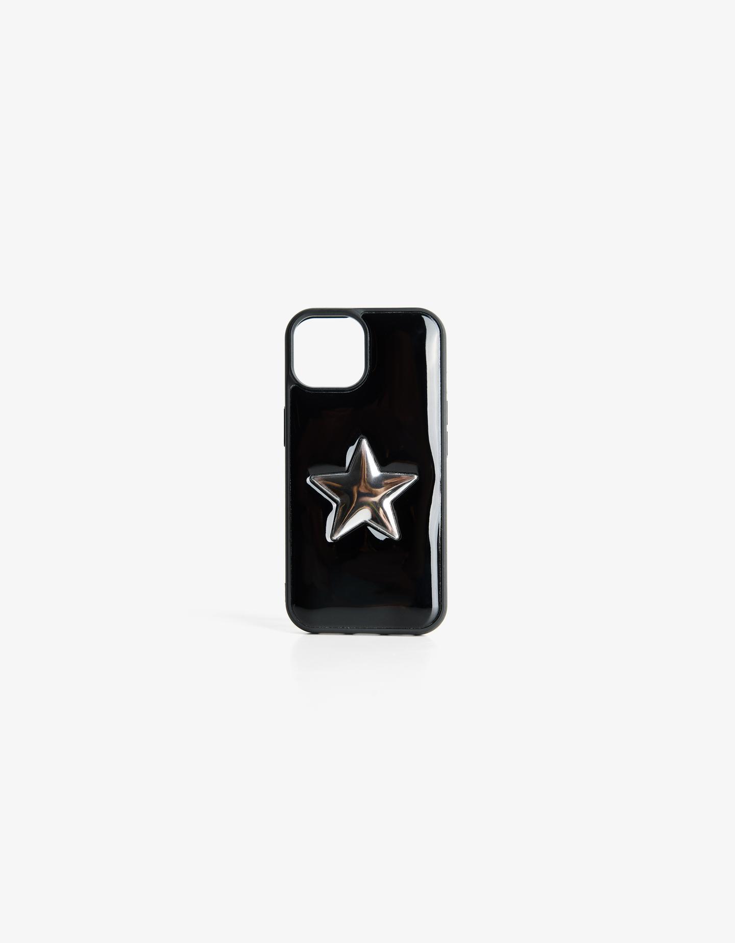 Bershka pikowane etui na telefon w gwiazdki czarny