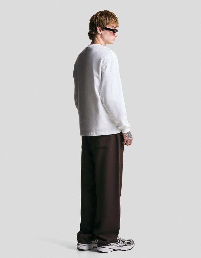 Pantalón straight jogger tailoring-Marrón