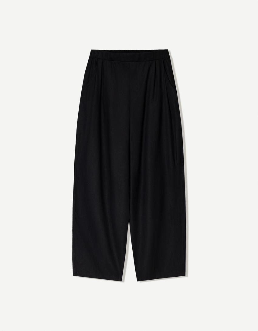Ensemble gilet sans manches et pantalon taille élastique-Noir-5