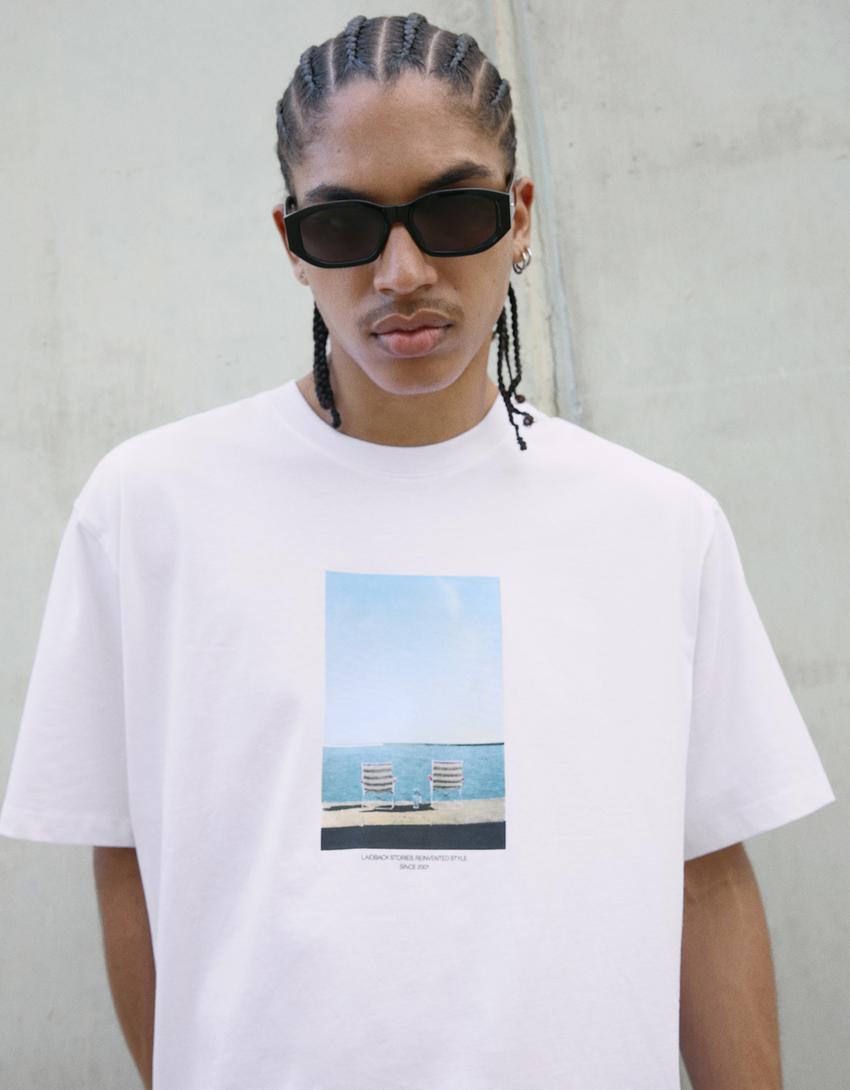 Short sleeve T-shirt with print-White