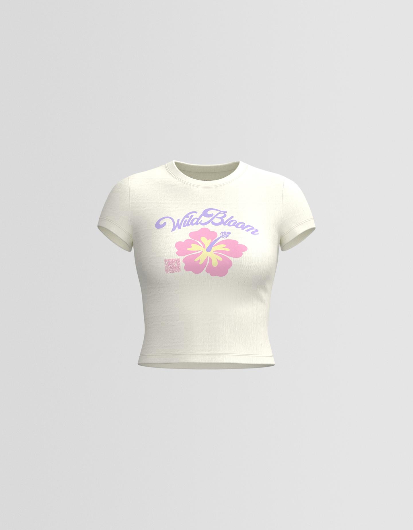 Bershka Camiseta Manga Corta Print Mujer Xl Blanco Roto