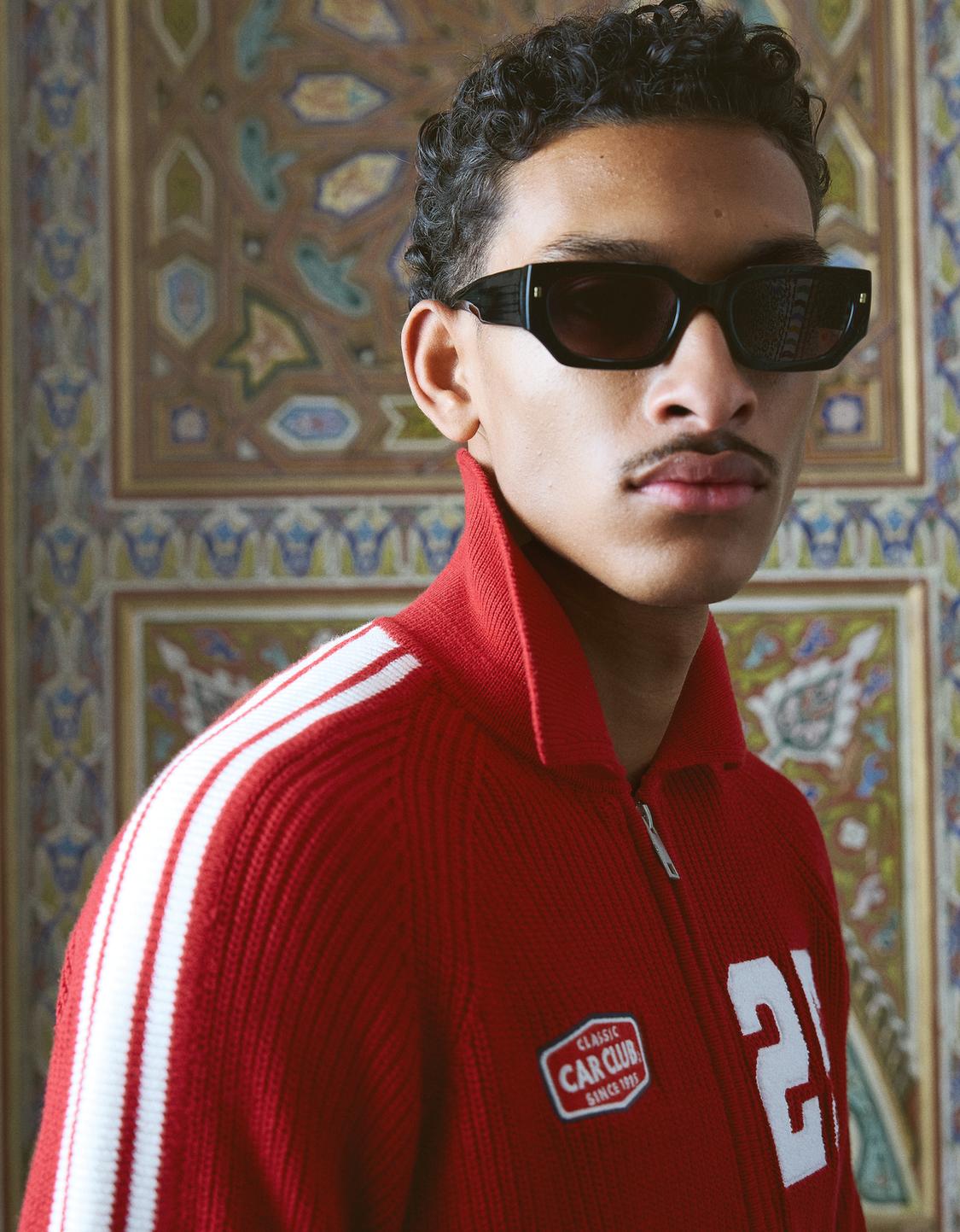 Retro zip-up jacket with patches