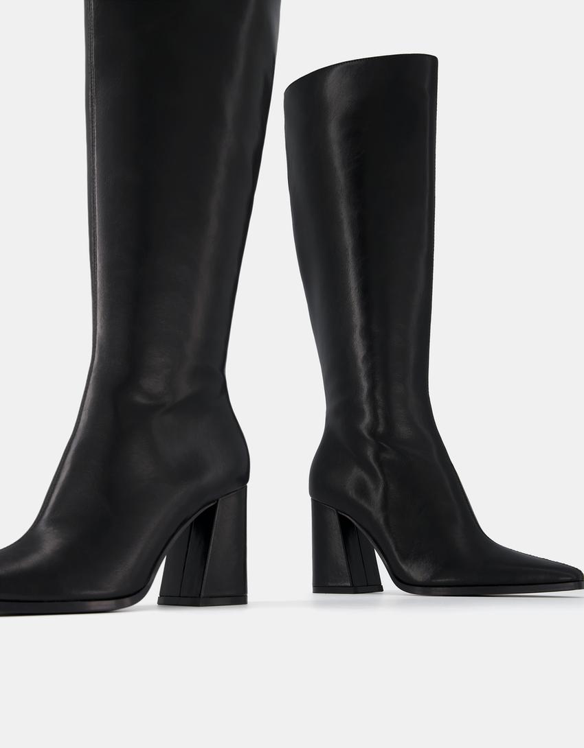 Block heel boots-BLACK