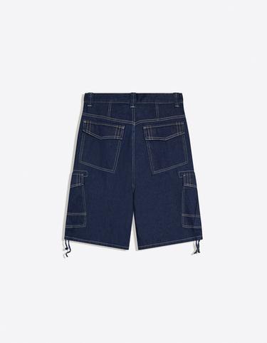 Denim cargo parachute Bermuda shorts — Navy 5
