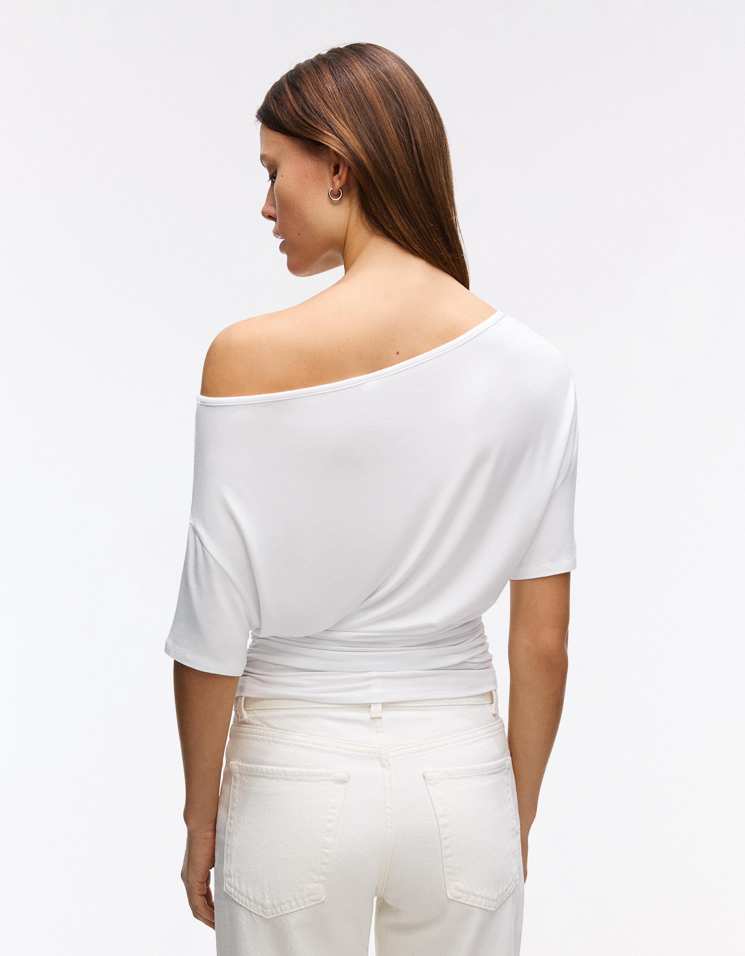 Asimetrik kısa kollu tişört - Görsel 11