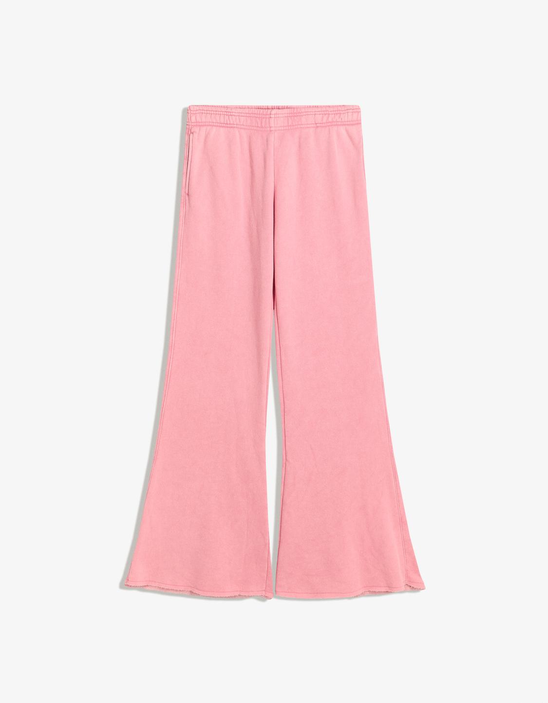 Plush flare trousers with frayed hems