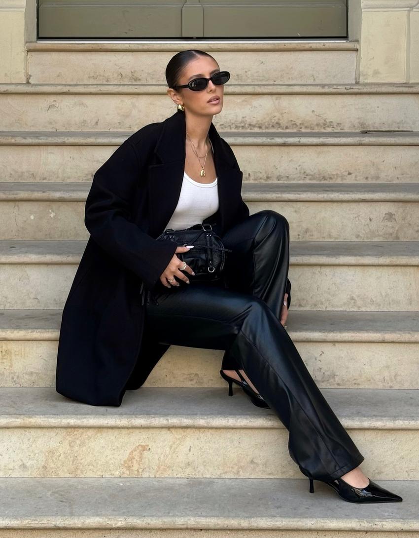 Manteau long doux-Noir