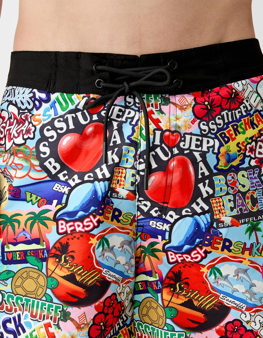 Short de bain BERSSSHKA X SSSTUFFF imprimé-Noir-4