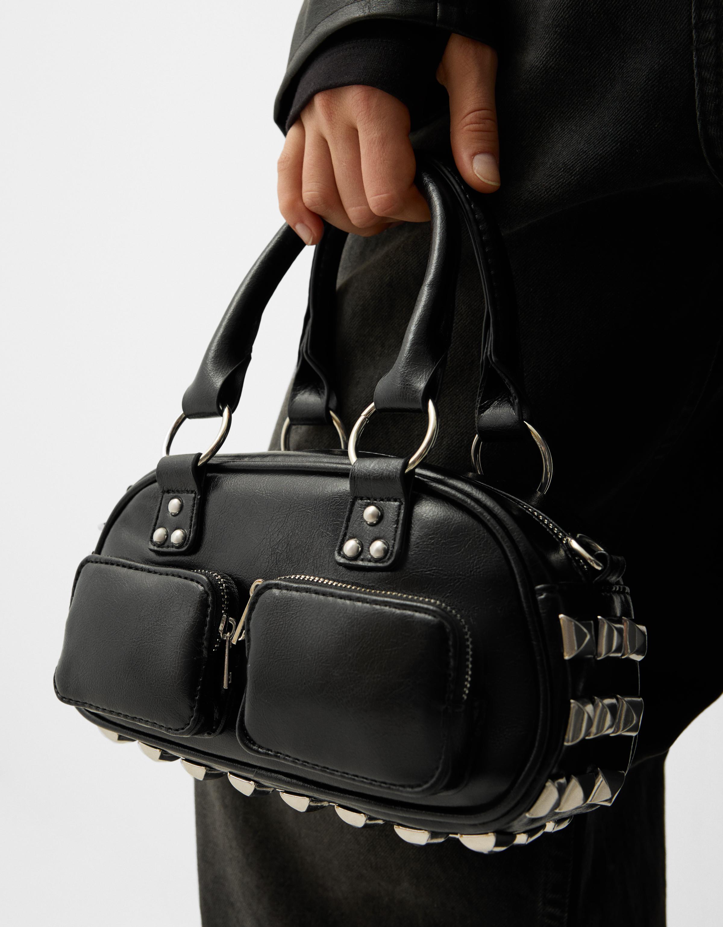 Bershka Mini-Bowlingtasche Mit Nieten Damen Schwarz
