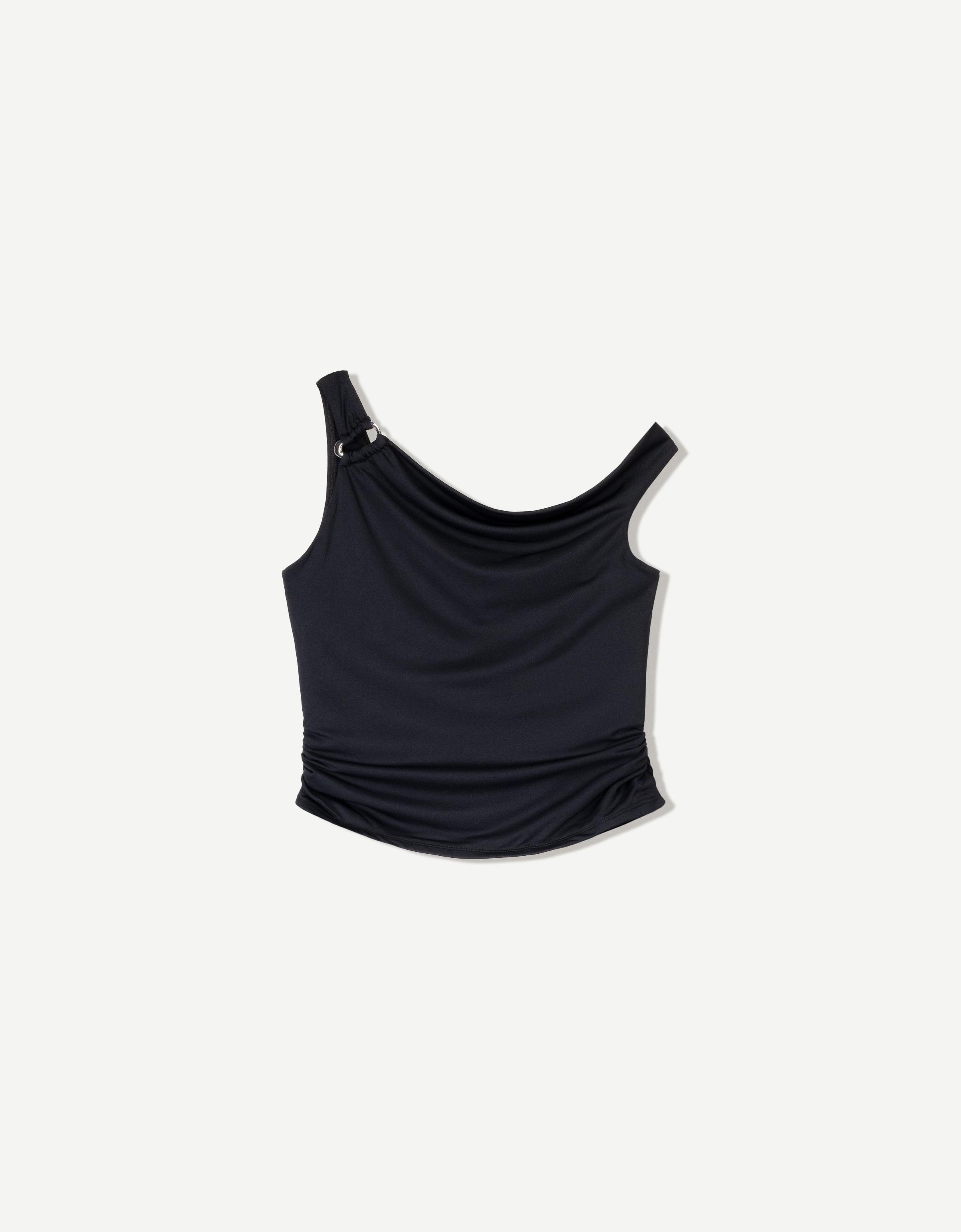 売れ筋商品|||サンクチュアリー カットソー トップス レディース Women's So Twisted Asymmetric Muscle T-Shirt Black CREW-NECK COTTON T-SHIRT - BLACK | COS
