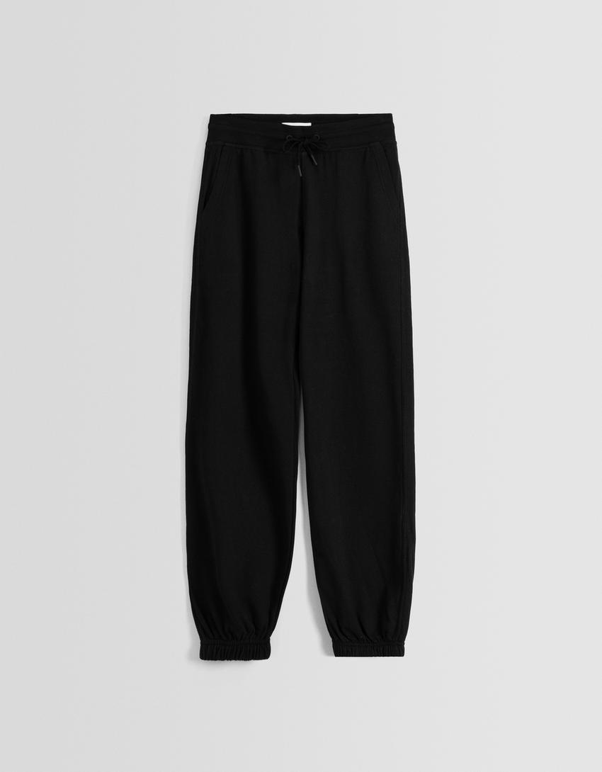 Pantalon jogger en molleton-Noir-4