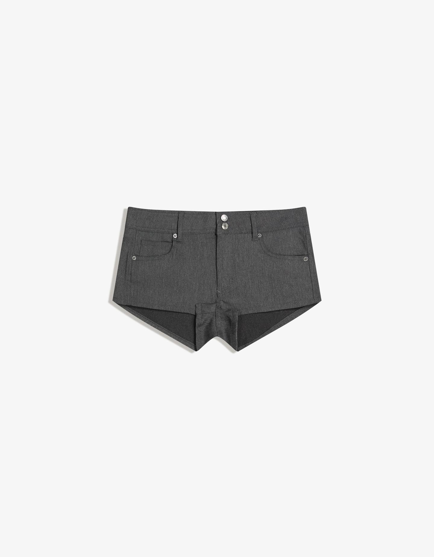 Bershka Short Mini Tailoring Mujer 36 Gris Oscuro