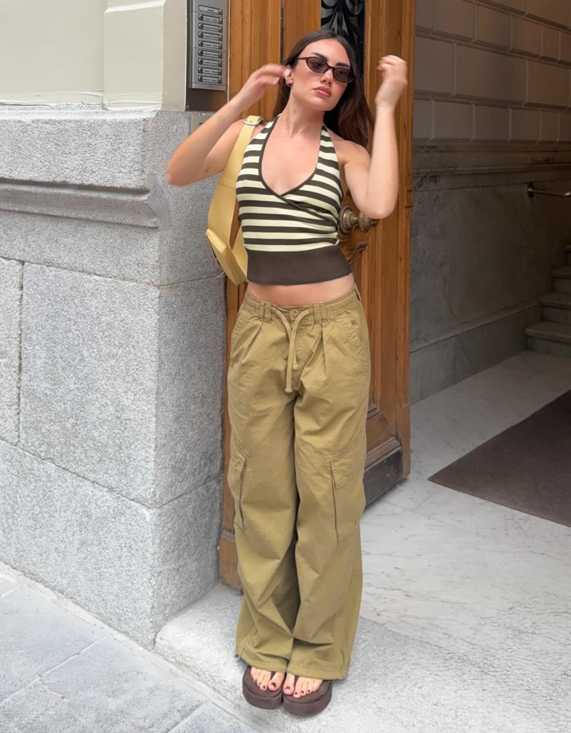 Halter neck crossover top — Brown