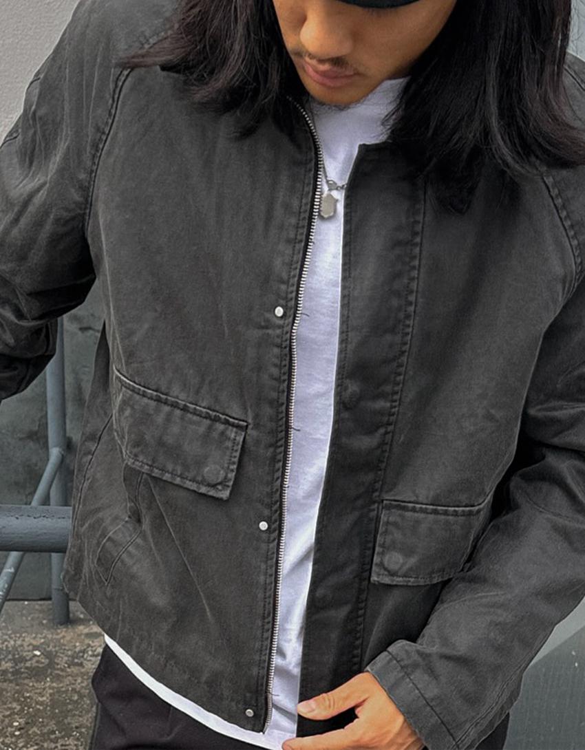 Waxed-effect jacket-Black