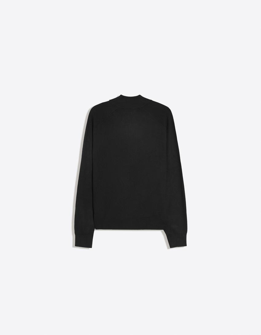 Embroidered zip-up jacket-Black