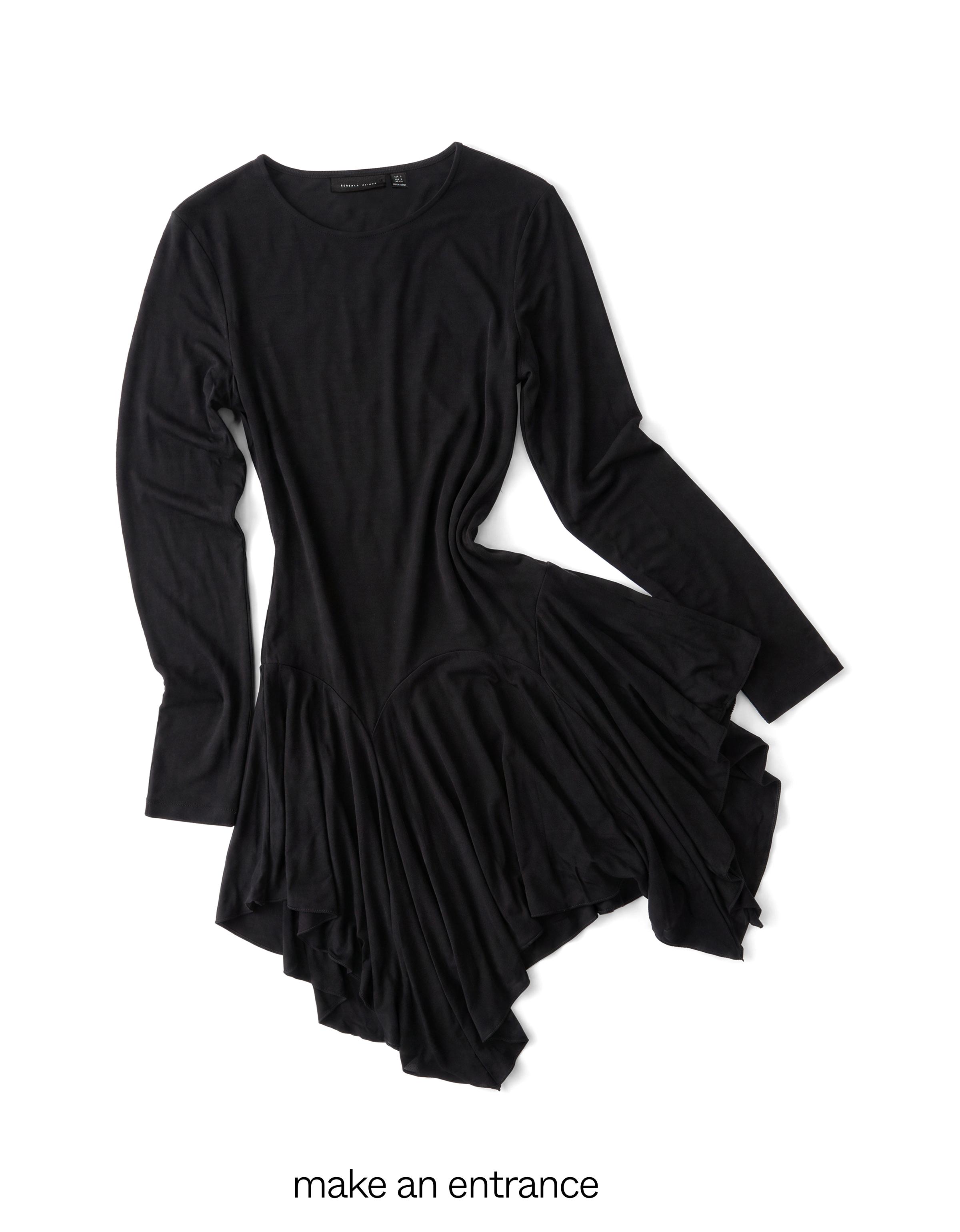Long-sleeved frill T-shirt — Black