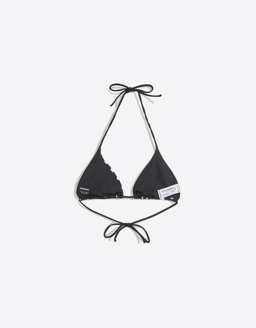 Haut de bikini triangle à pois-Noir