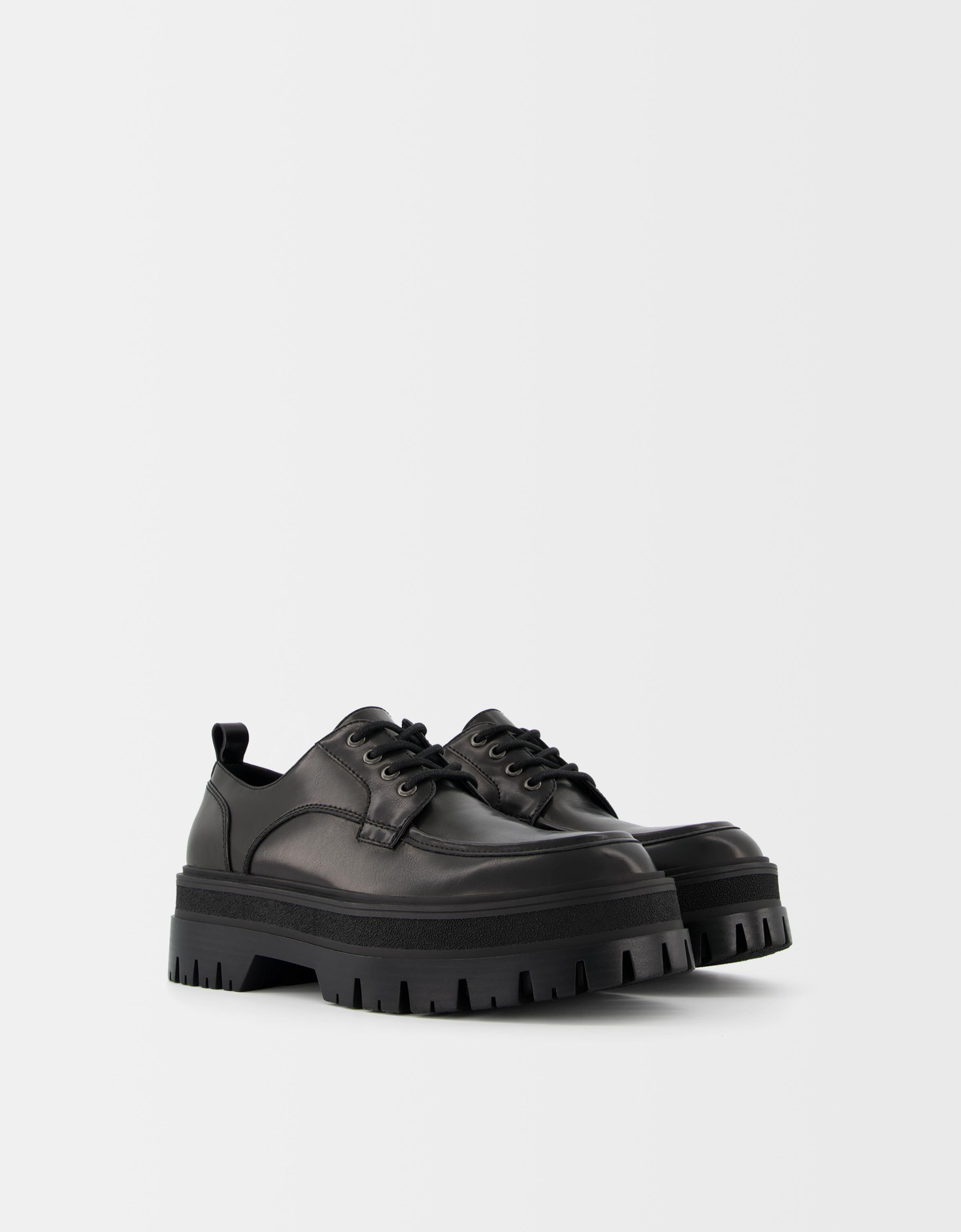 Bershka Schnürschuhe Profilsohle Herren 46 Schwarz