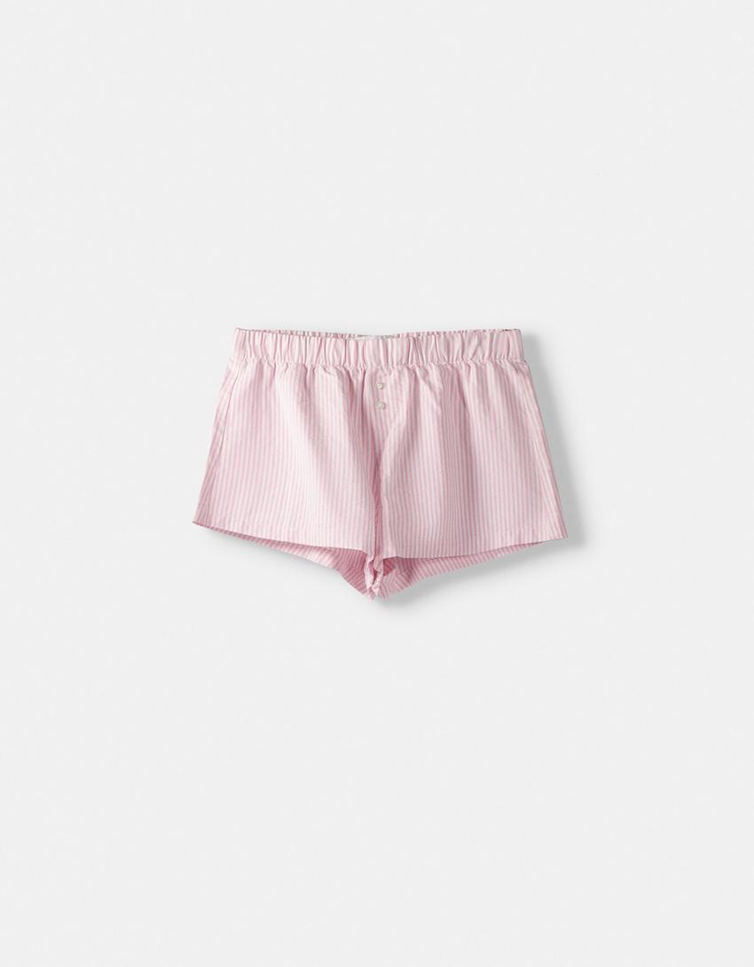 Ensemble chemise et short rayures-Rose-5
