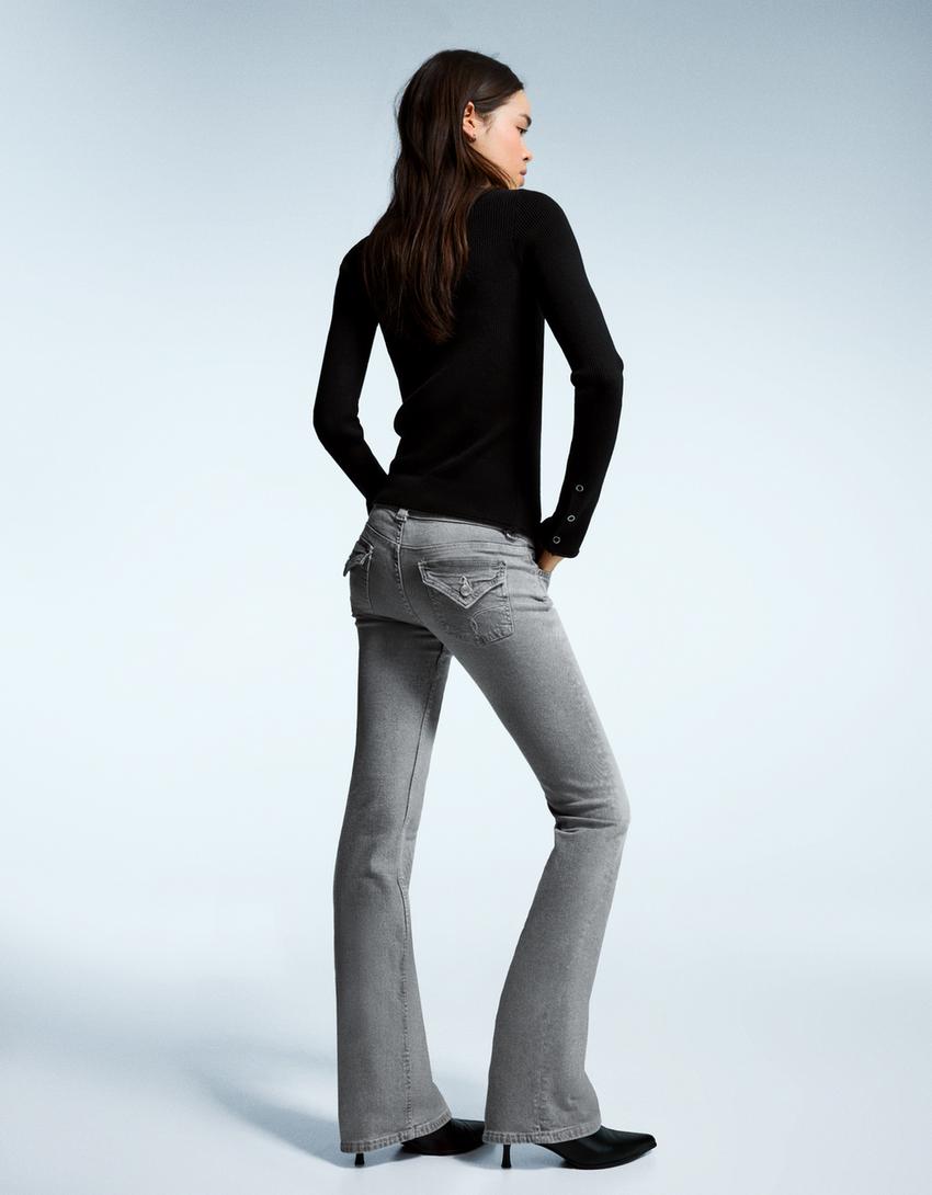 Jeans bootcut flaps-Gris