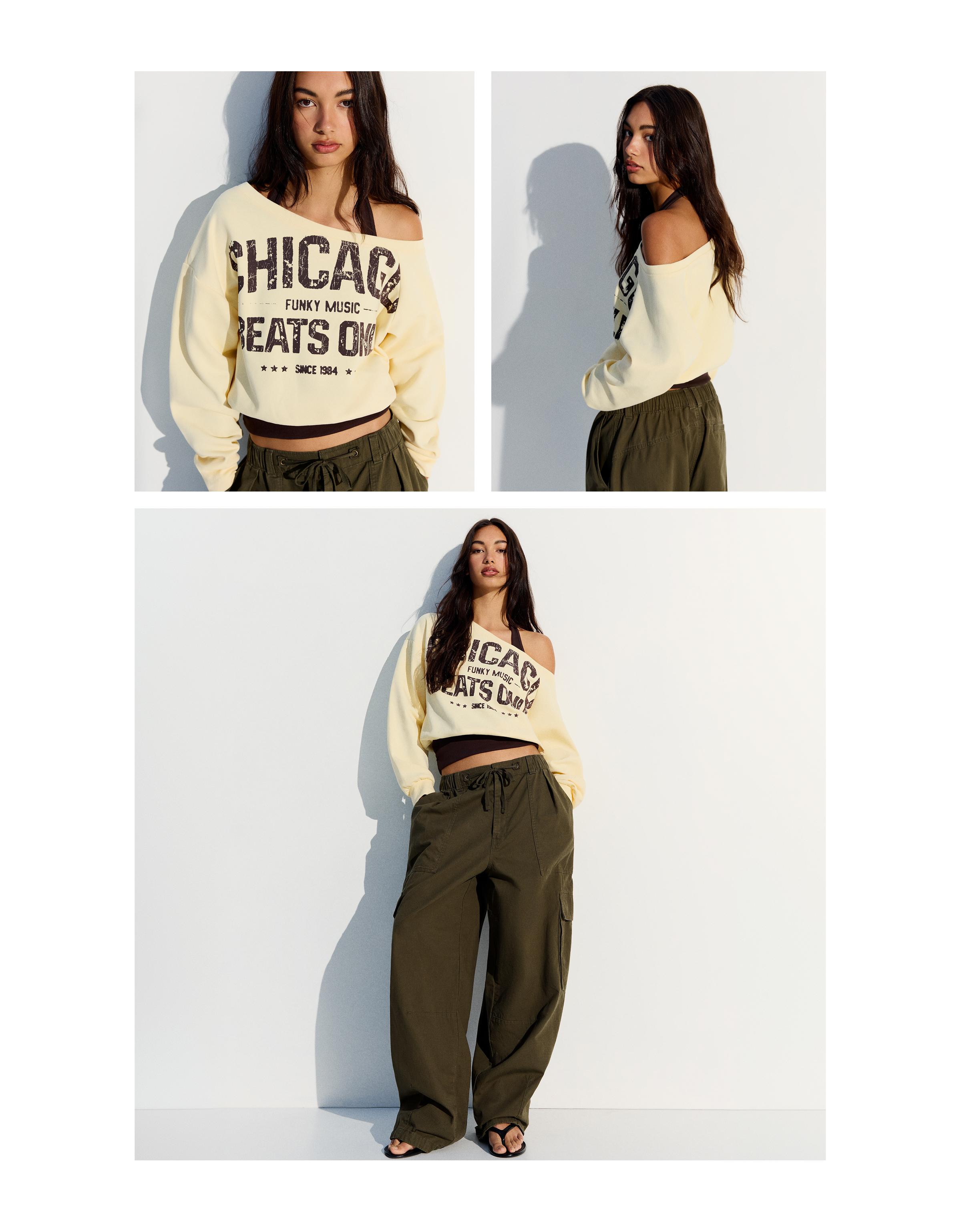 Double asymmetric neck sweatshirt — Yellow