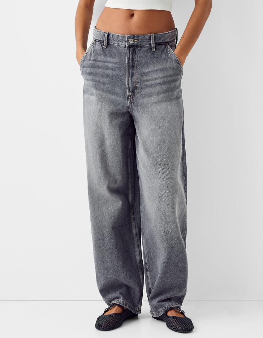 Jean skater fit effet délavé-Gris foncé-1