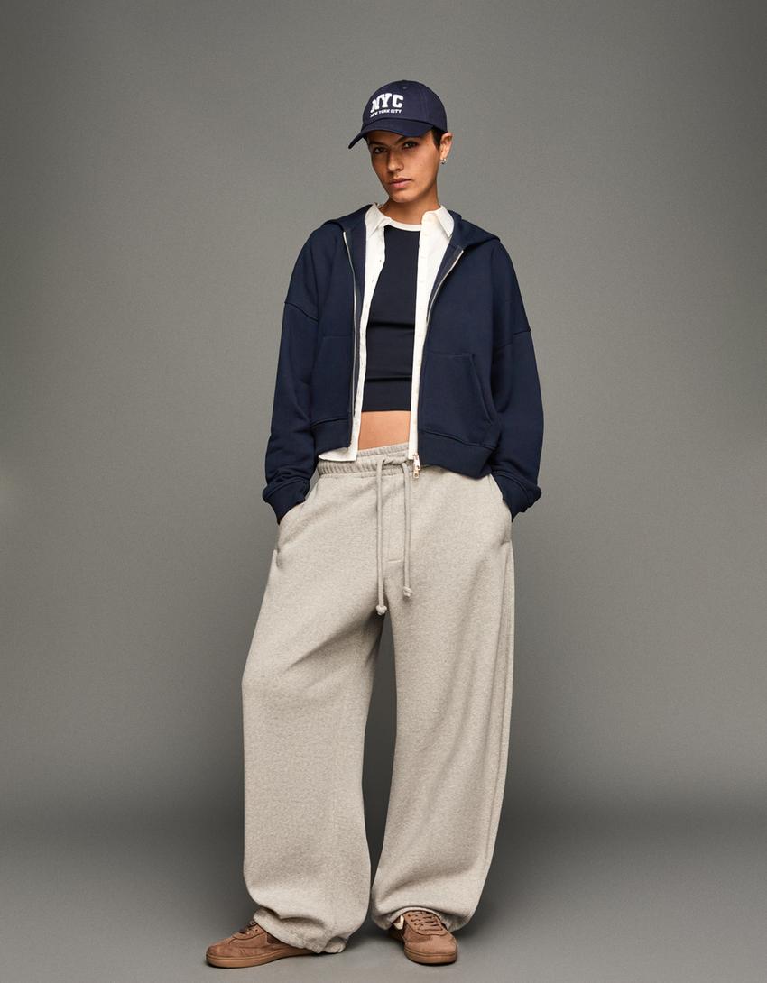 Sudadera cremallera oversize capucha-Marino