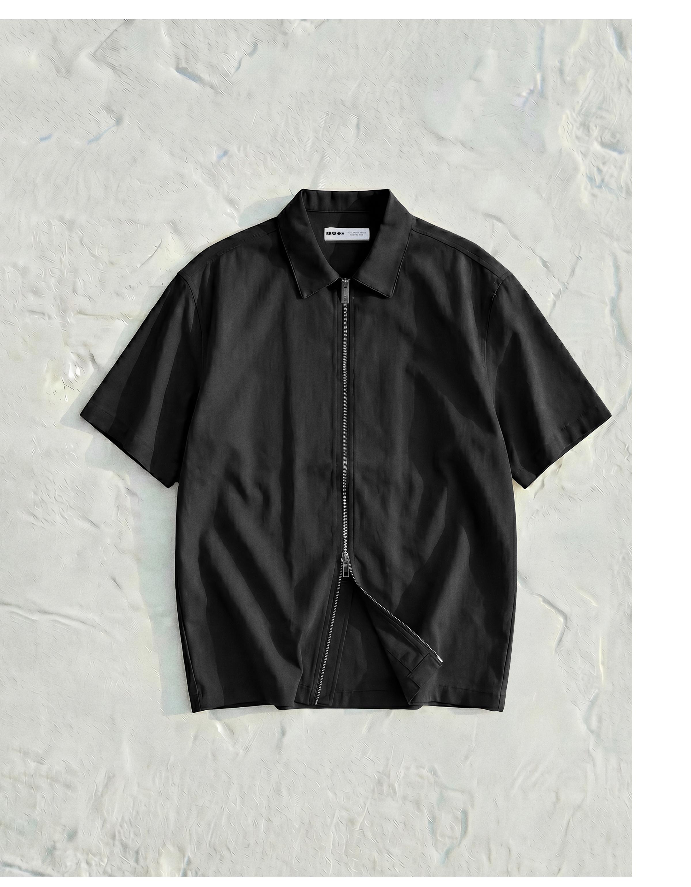 Fluid boxy short sleeve shirt — Black