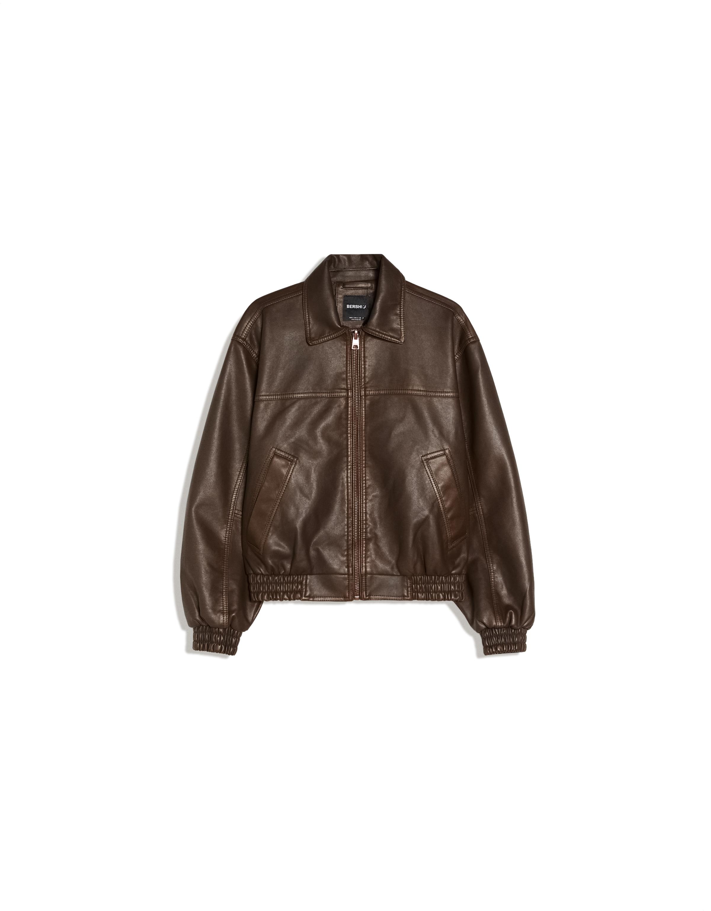 Leather effect jacket — Brown