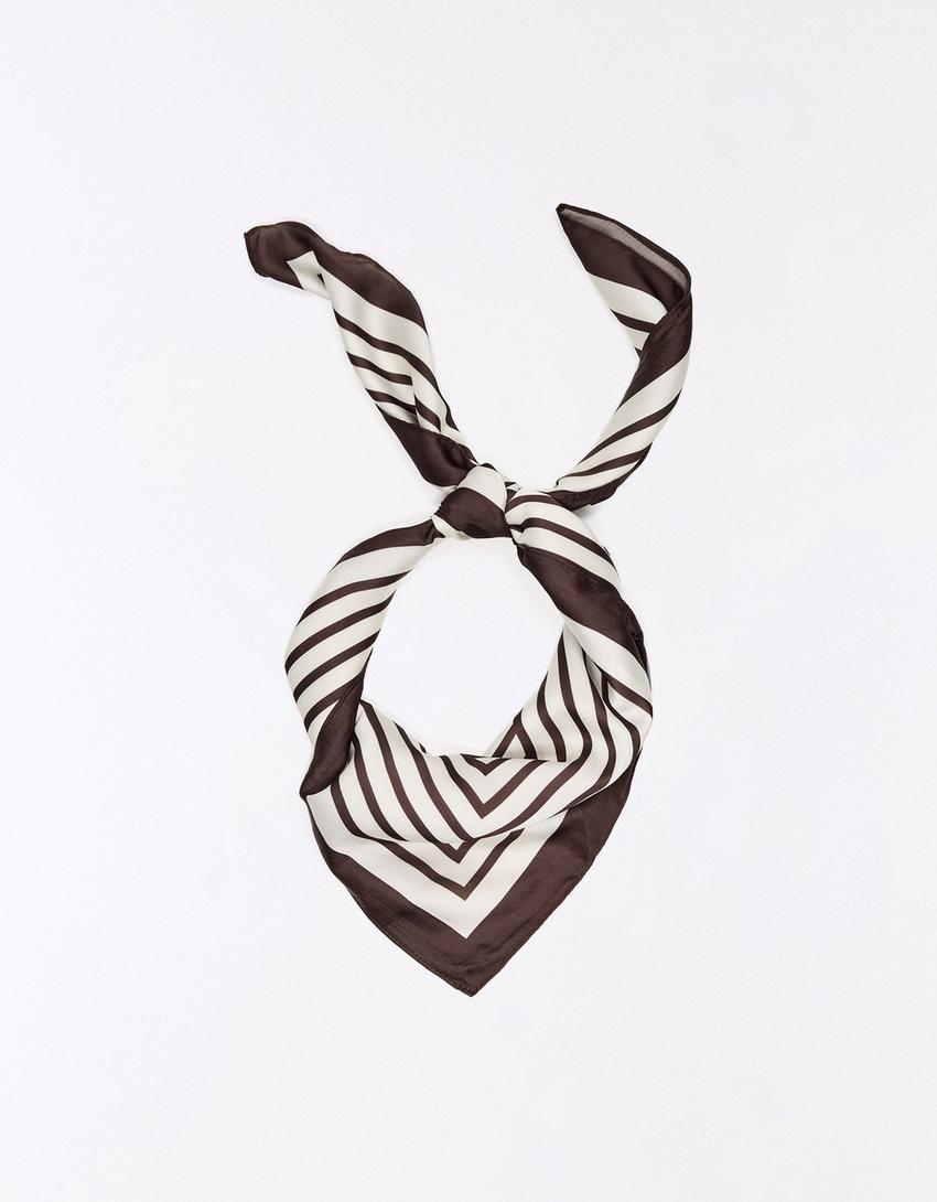 Pañoleta satén rayas-Marrón