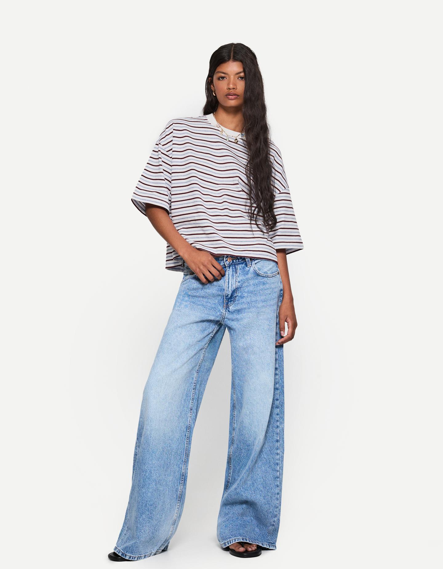 Bershka Maglietta Maniche Corte Boxy Donna Xl Bianco