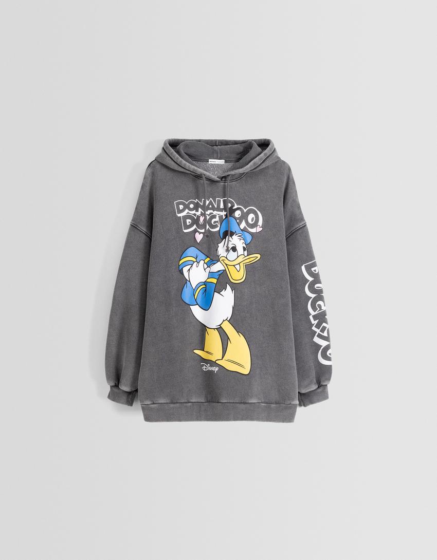 Sweat capuche imprimé Donald-Gris-4