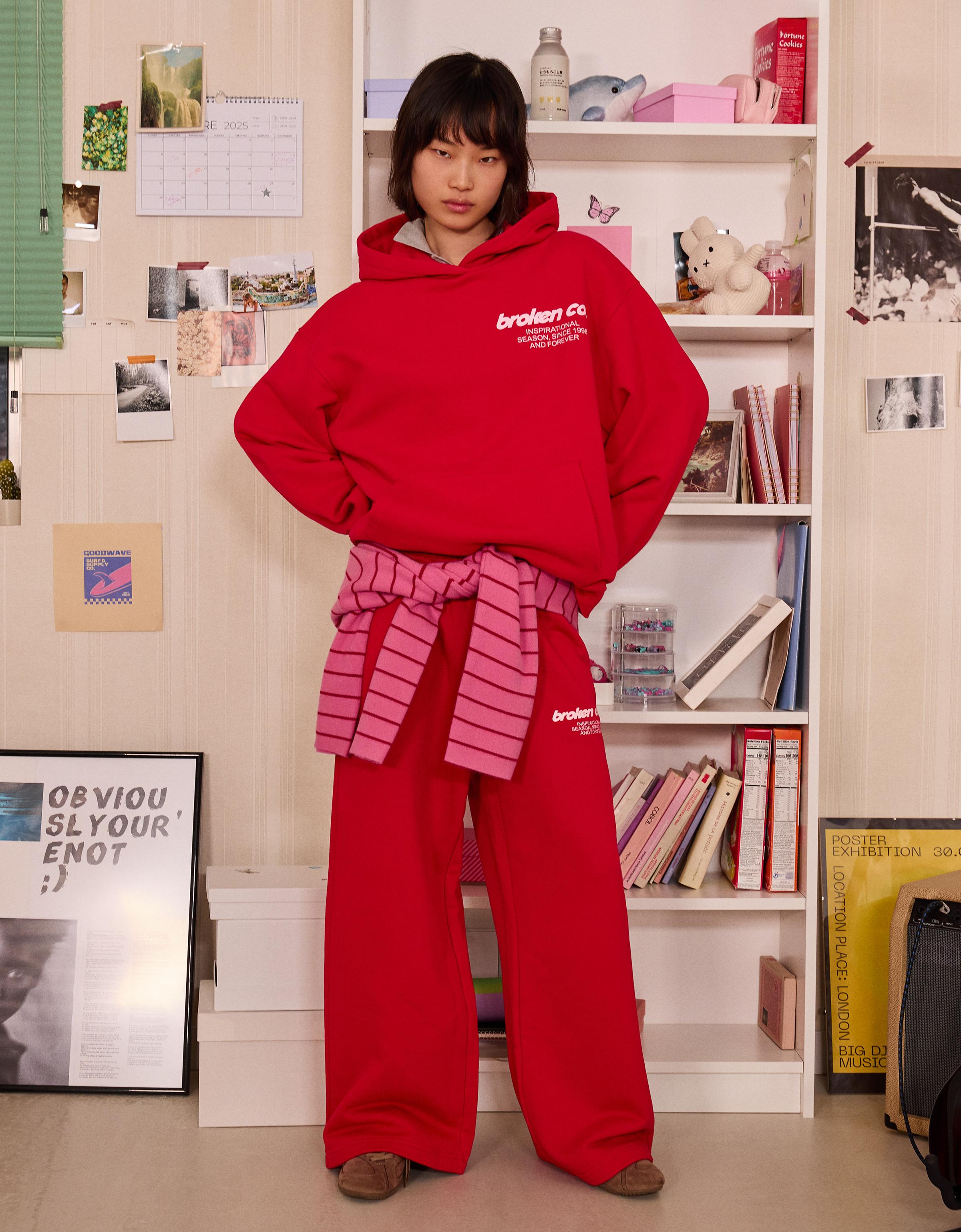 Baskılı geniş paça şardonlu eşofman altı - Görsel 104