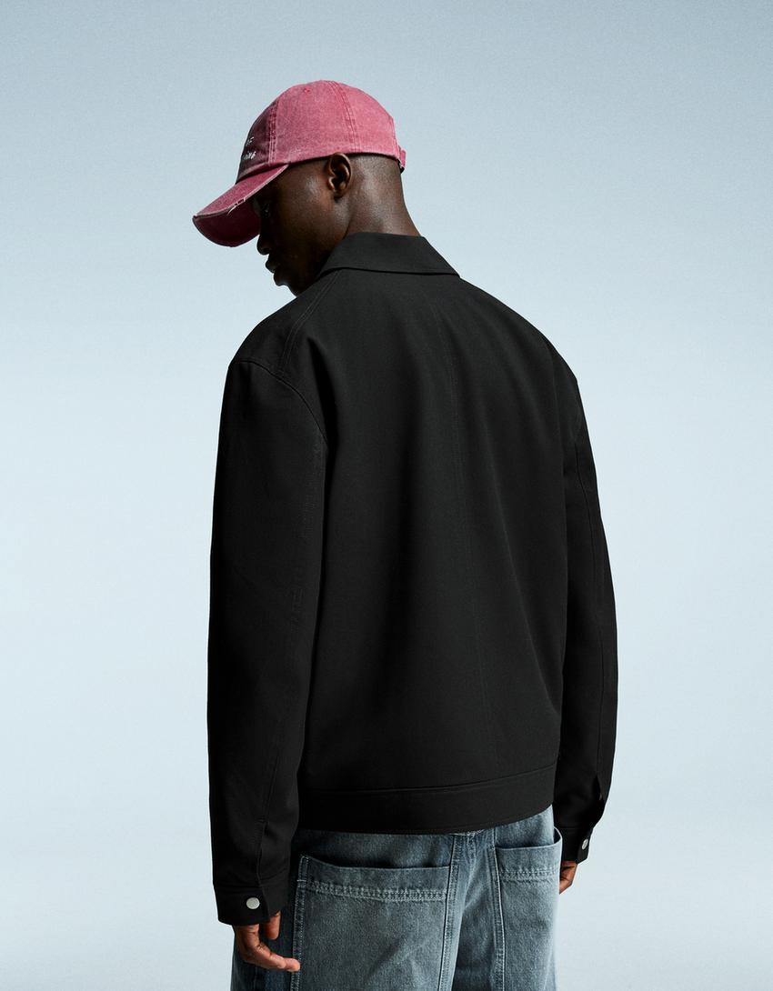 Overshirt with zip-Black
