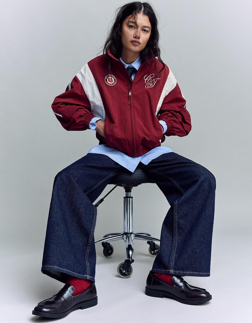 Lightweight embroidered jacket-Burgundy