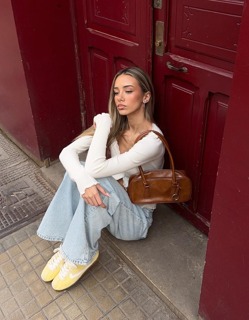 Jeans wide leg tiro medio-Azul claro