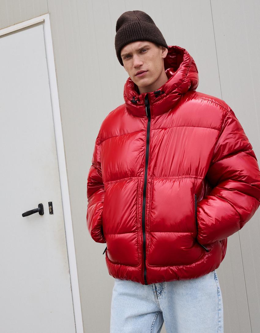 Gewatteerd jack met capuchon-Rood-0