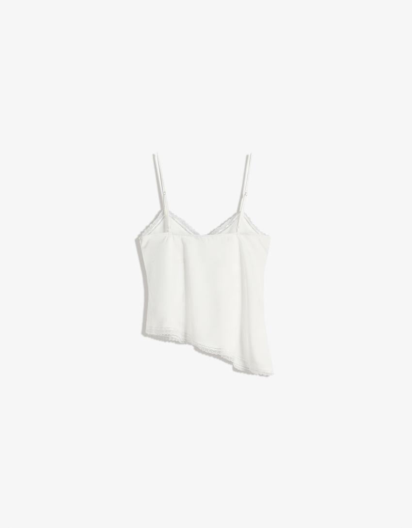 Top bretelline jacquard-Bianco