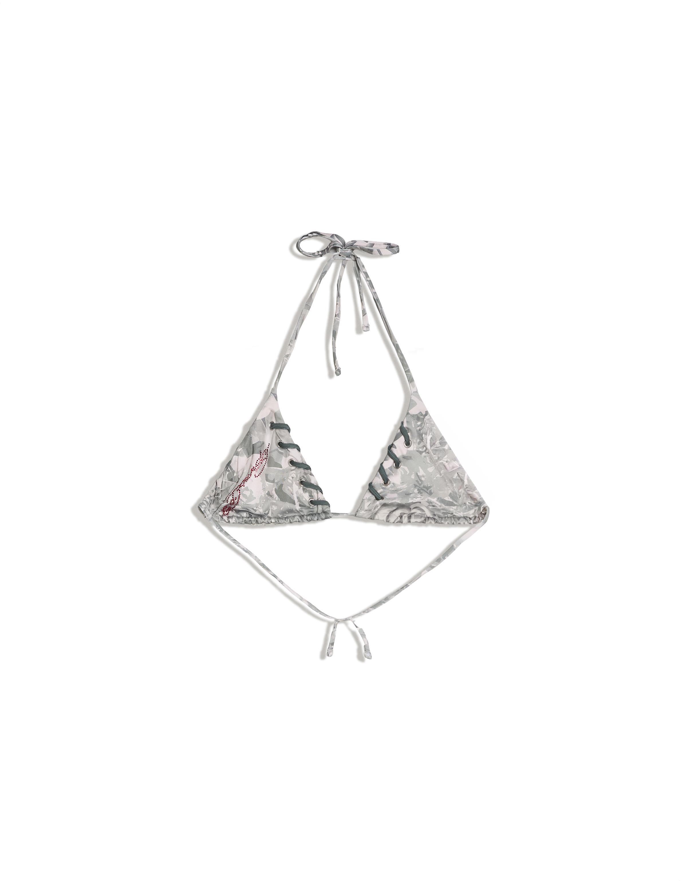ED HARDY X BERSHKA triangle bikini top — Khaki