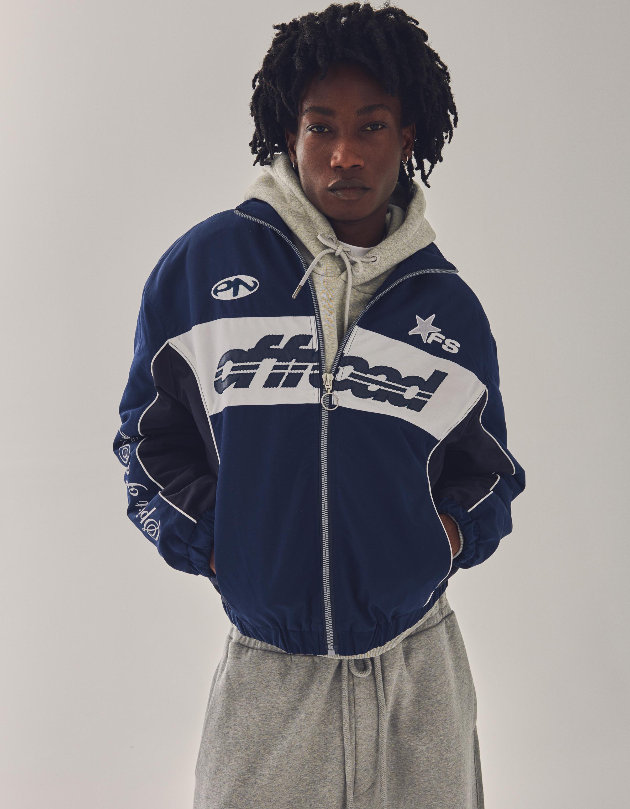 Bershka Sportjacke Mit Print Herren M Marinenblau