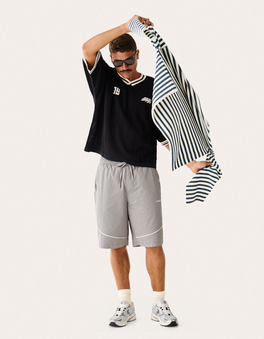 Technical skater Bermuda shorts-Grey