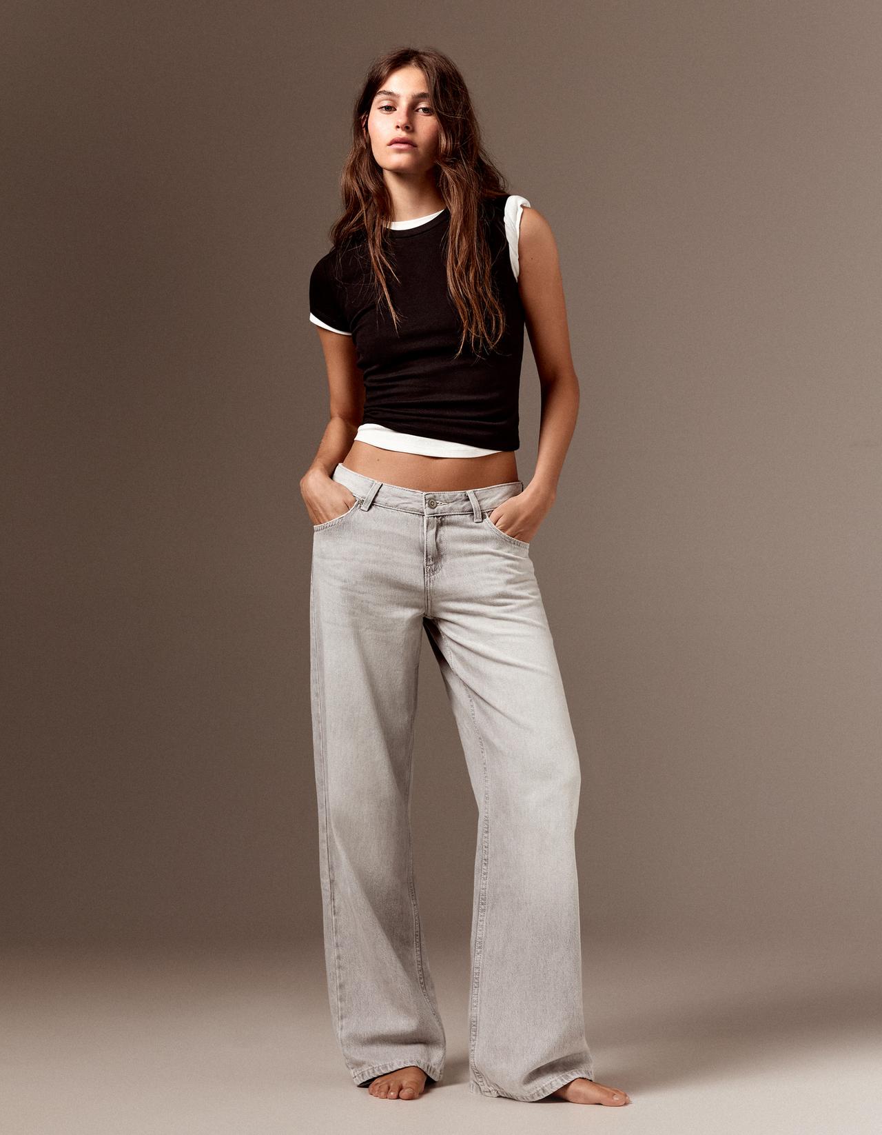 Low-rise straight jeans — Grey