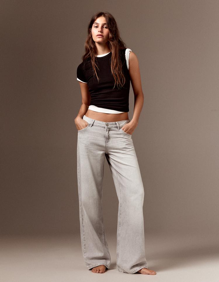 Low-rise straight jeans — Grey