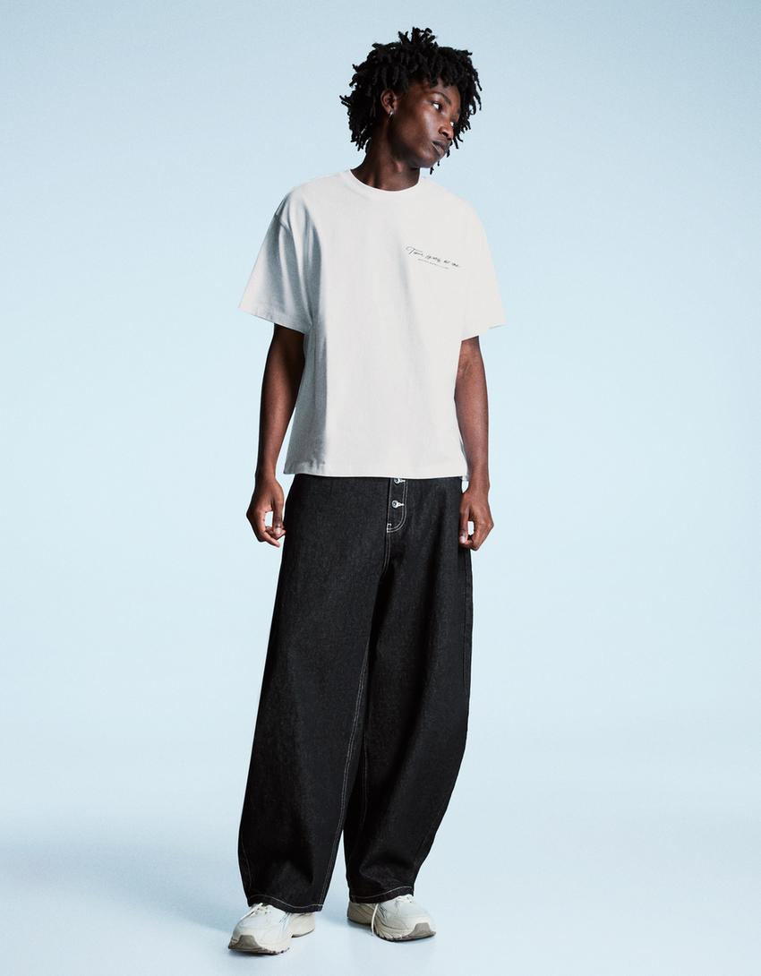 T-shirt manches courtes imprimé-Blanc