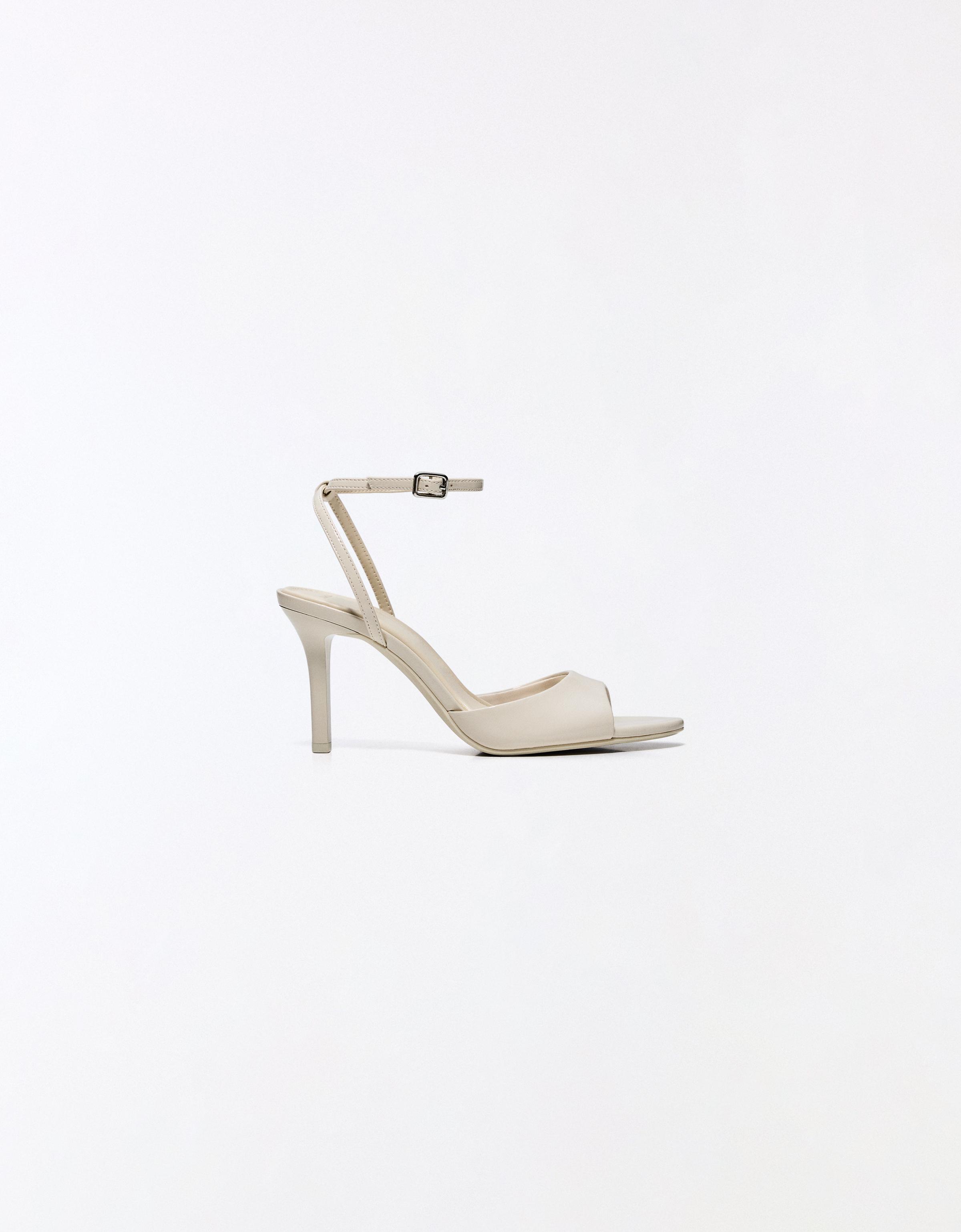 Heeled sandals with ankle strap — ECRU