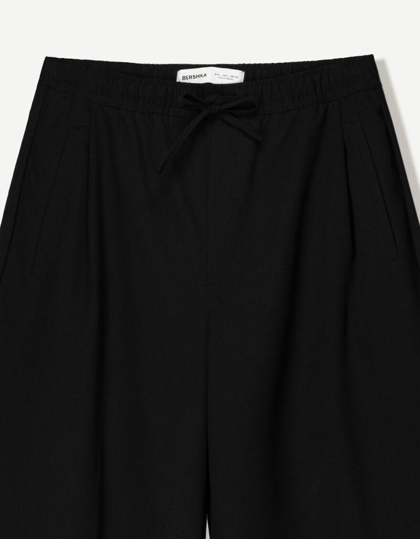 Bermuda jogging baggy tailoring-Noir-2