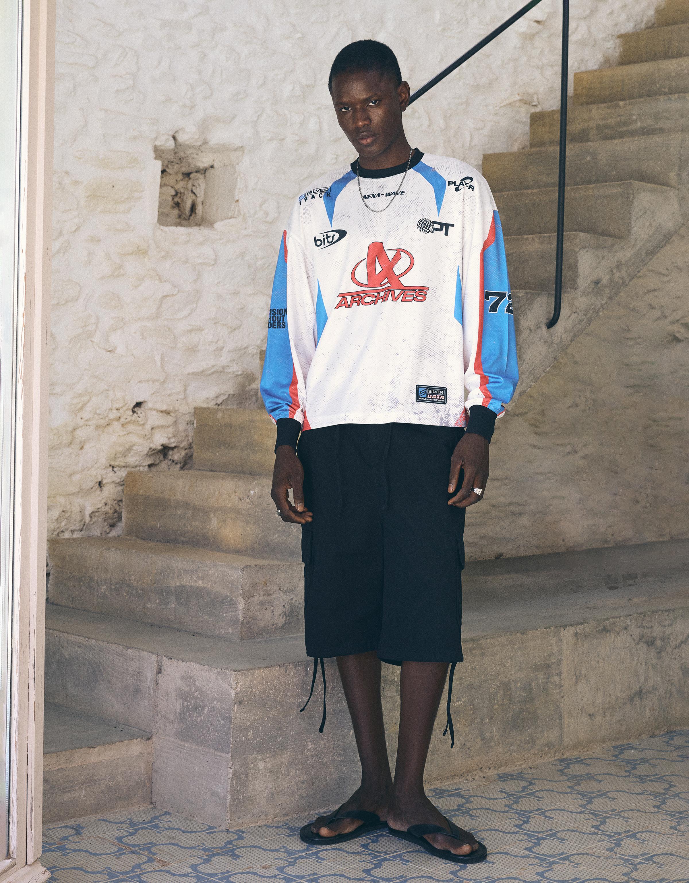 Technical print long-sleeve T-shirt — Off white
