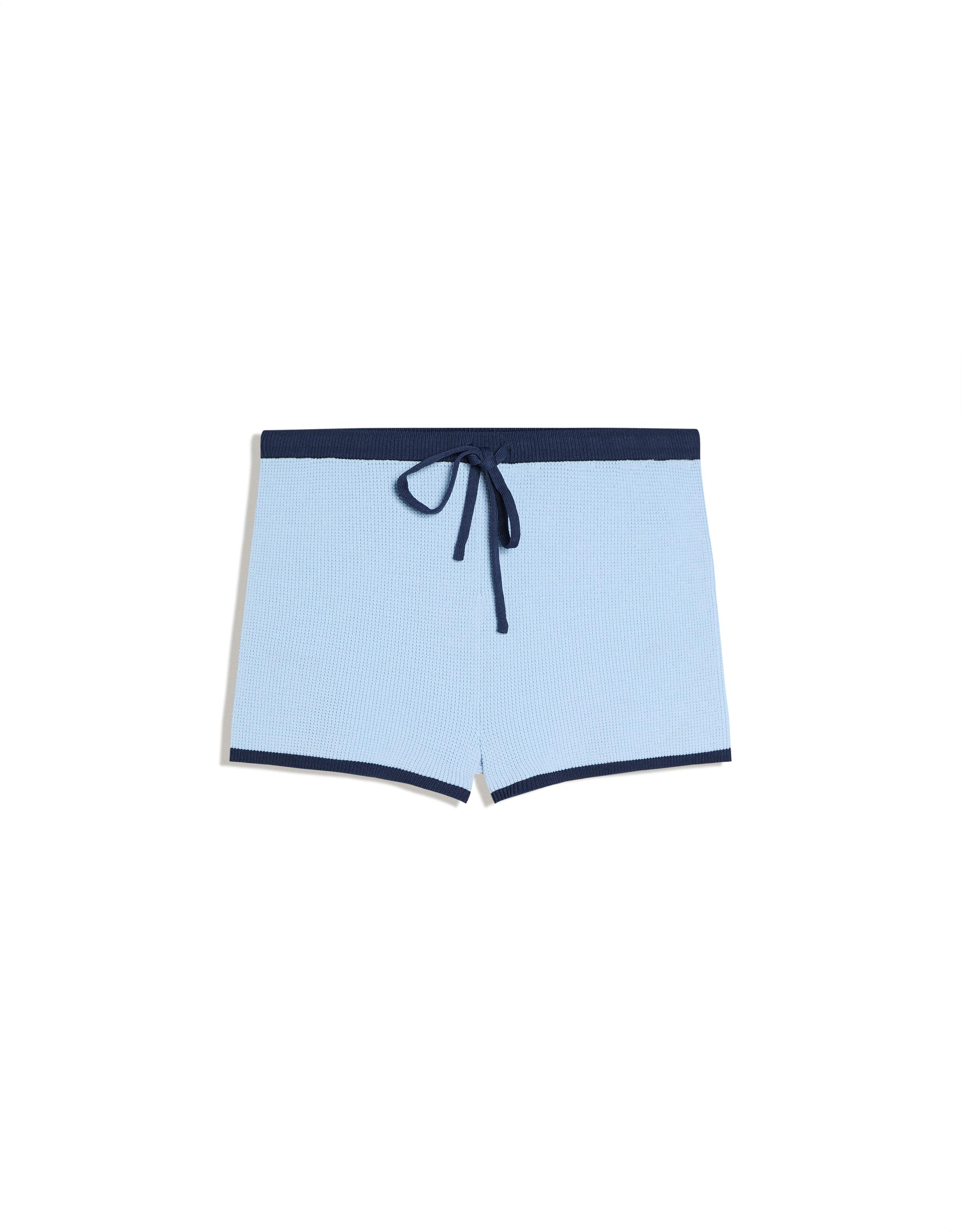 Contrast knit shorts — Light blue