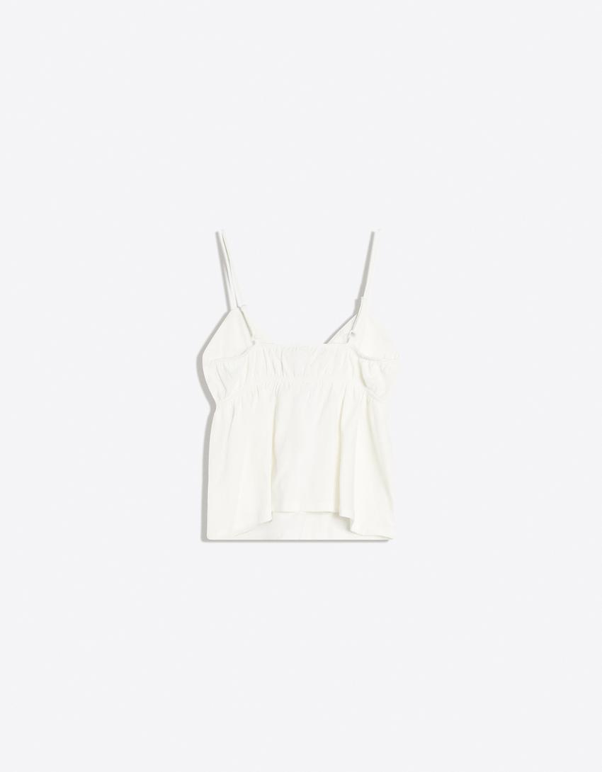 Strappy peplum top-White